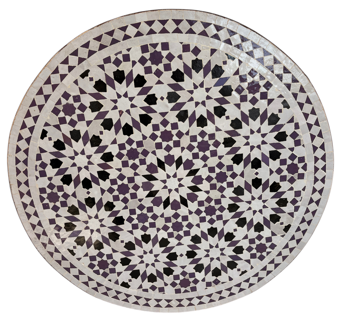 32" Multi Noir Zellige Mosaic Table Top
