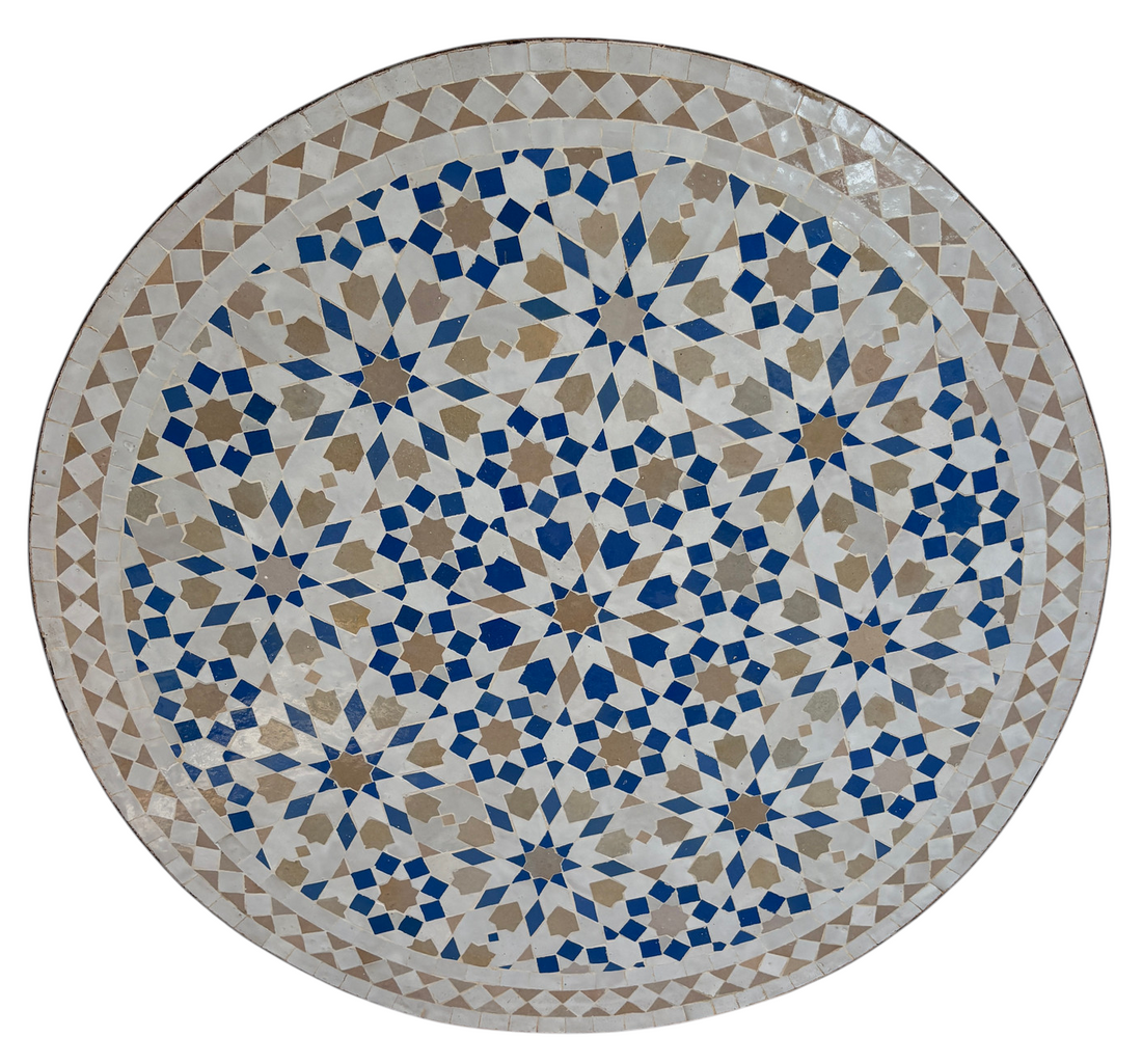 32" Multi Bleu Zellige Mosaic Table Top
