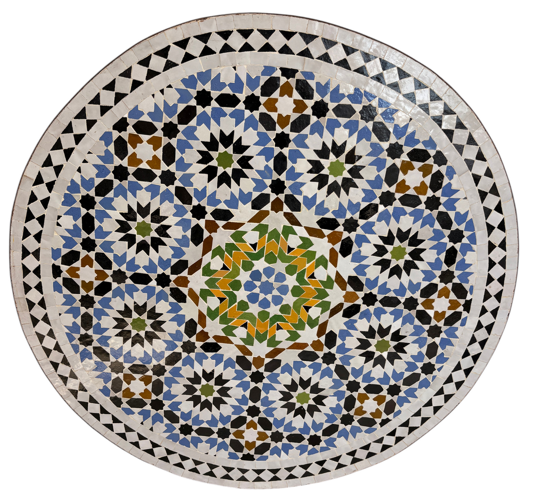 32" Multi Cornflower Zellige Mosaic Table Top