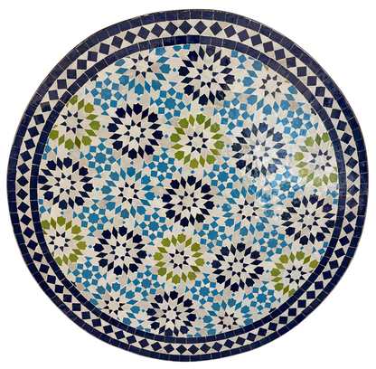 32" Multi Blue Zellige Mosaic Table Top