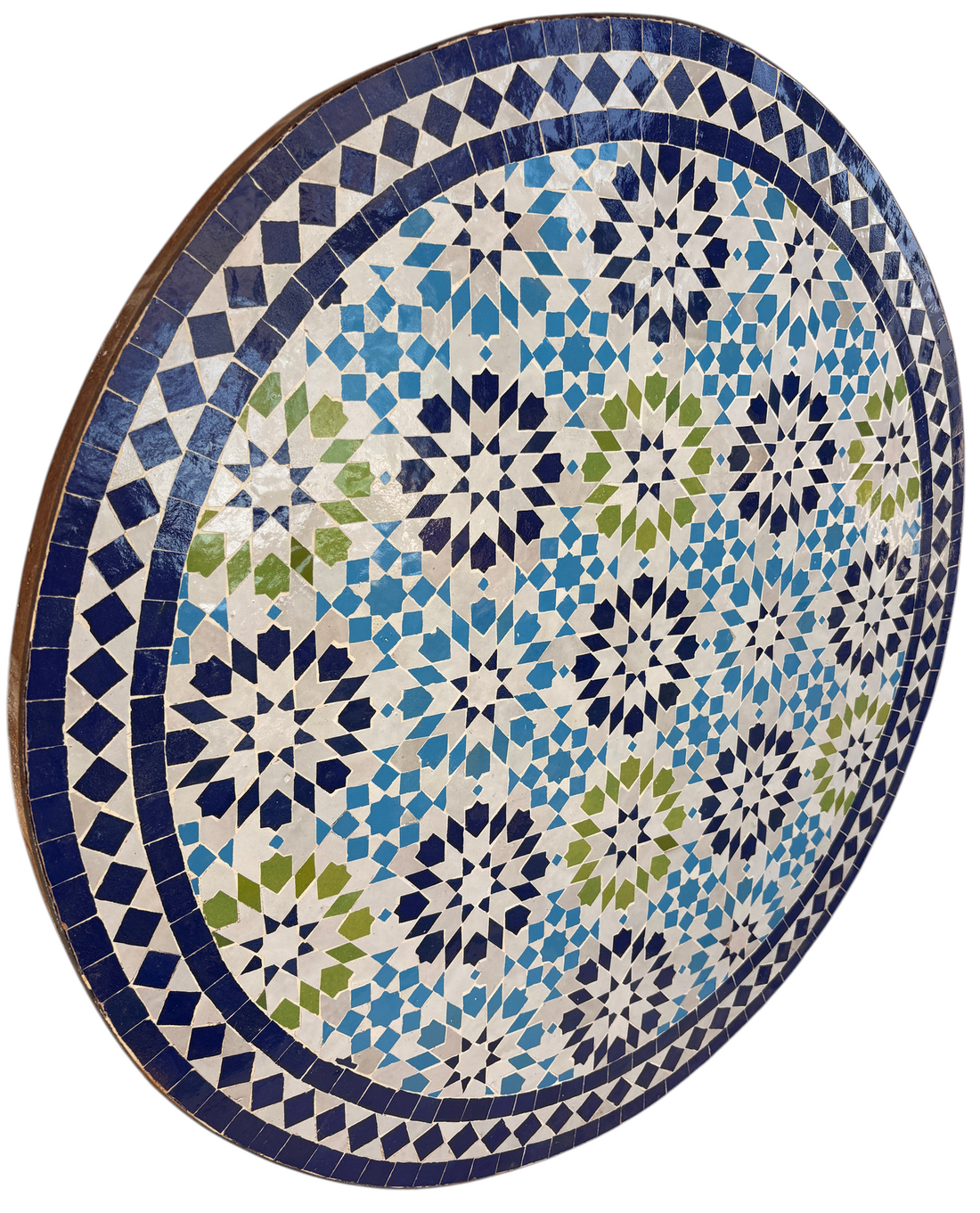 32" Multi Blue Zellige Mosaic Table Top