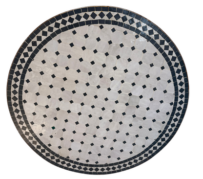 32" Multi White Noir Zellige Mosaic Table Top