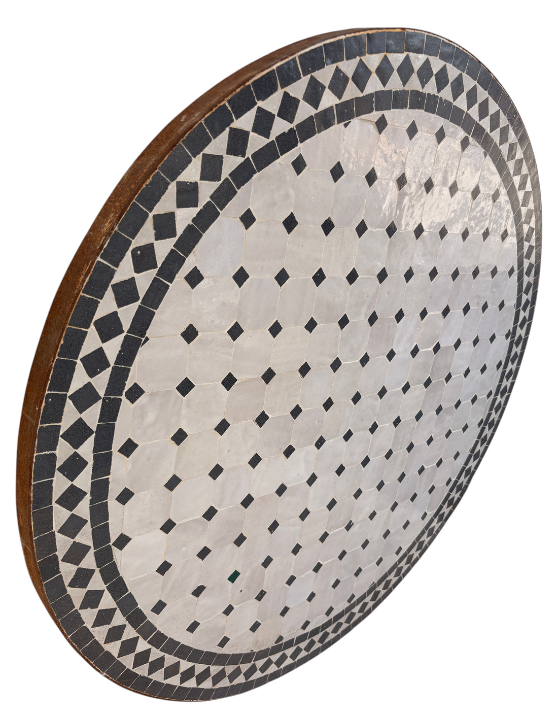 32" Multi White Noir Zellige Mosaic Table Top