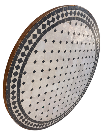 32" Multi White Noir Zellige Mosaic Table Top