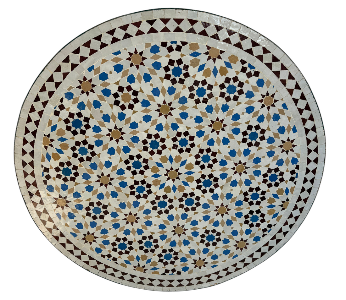 32" Multi Blue Zellige Mosaic Table Top