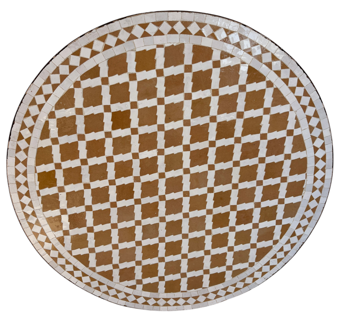 32" Multi Beige Zellige Mosaic Table Top