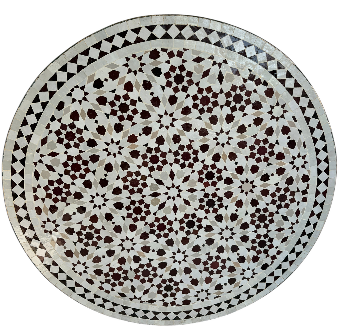 32" Multi Oxblood Zellige Mosaic Table Top