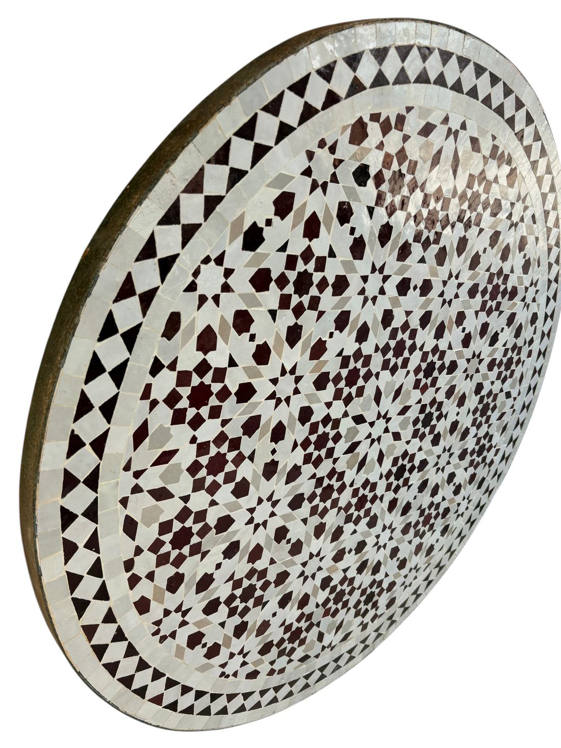 32" Multi Oxblood Zellige Mosaic Table Top