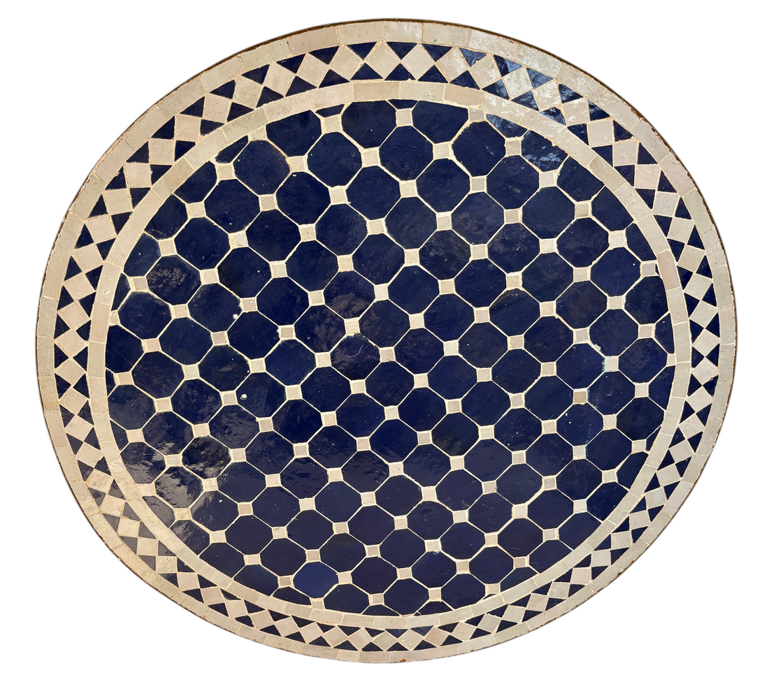 32" Navy Zellige Mosaic Table Top