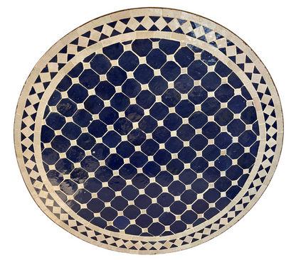 32" Navy Zellige Mosaic Table Top