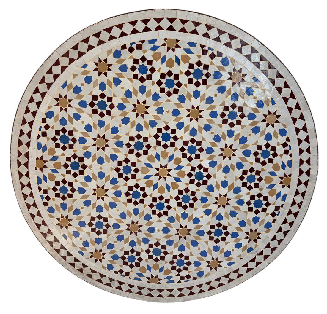 32" Multi Blue Zellige Mosaic Table Top