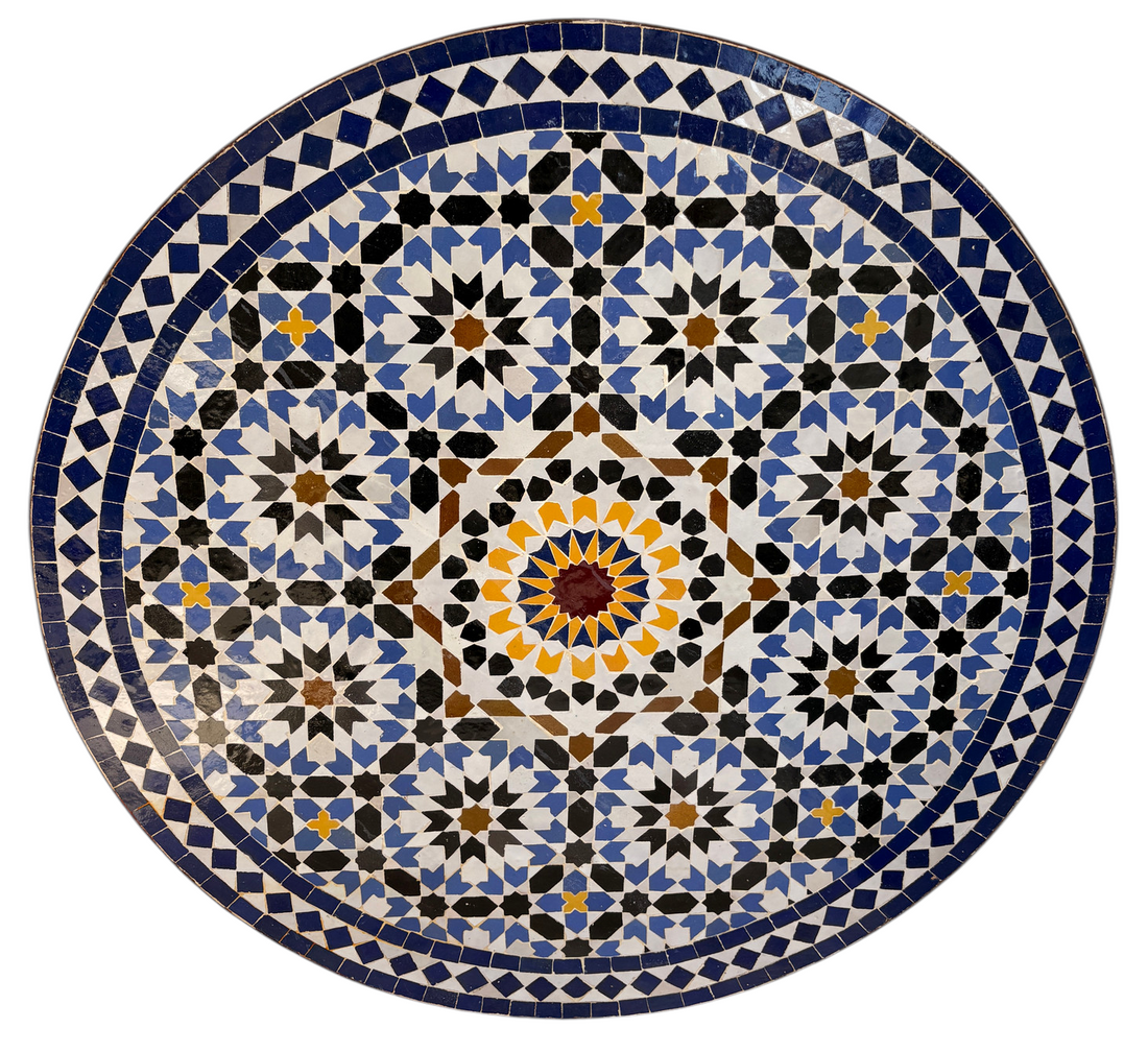 32" Multi Navy Zellige Mosaic Table Top