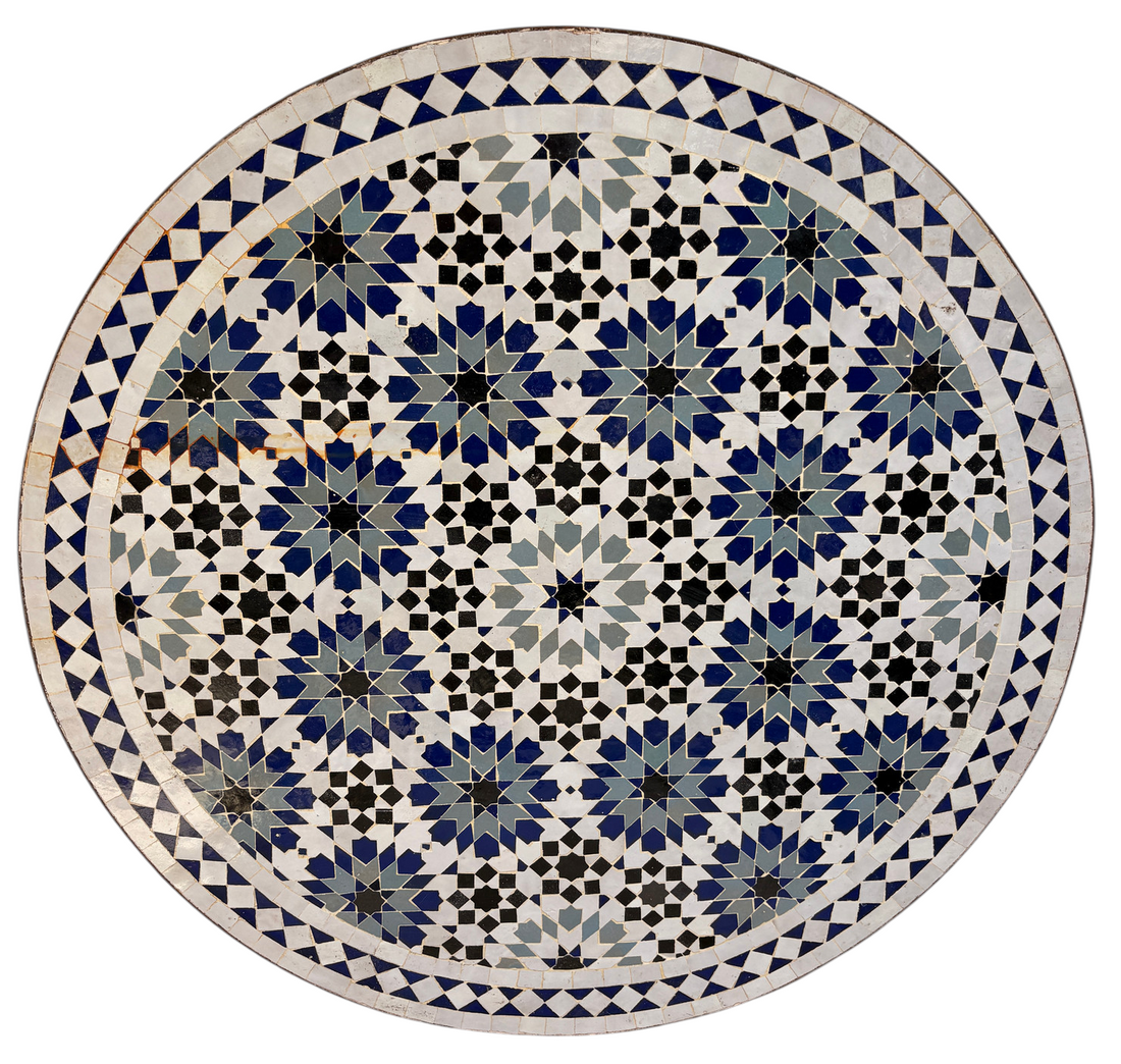 32" Multi Navy Zellige Mosaic Table Top