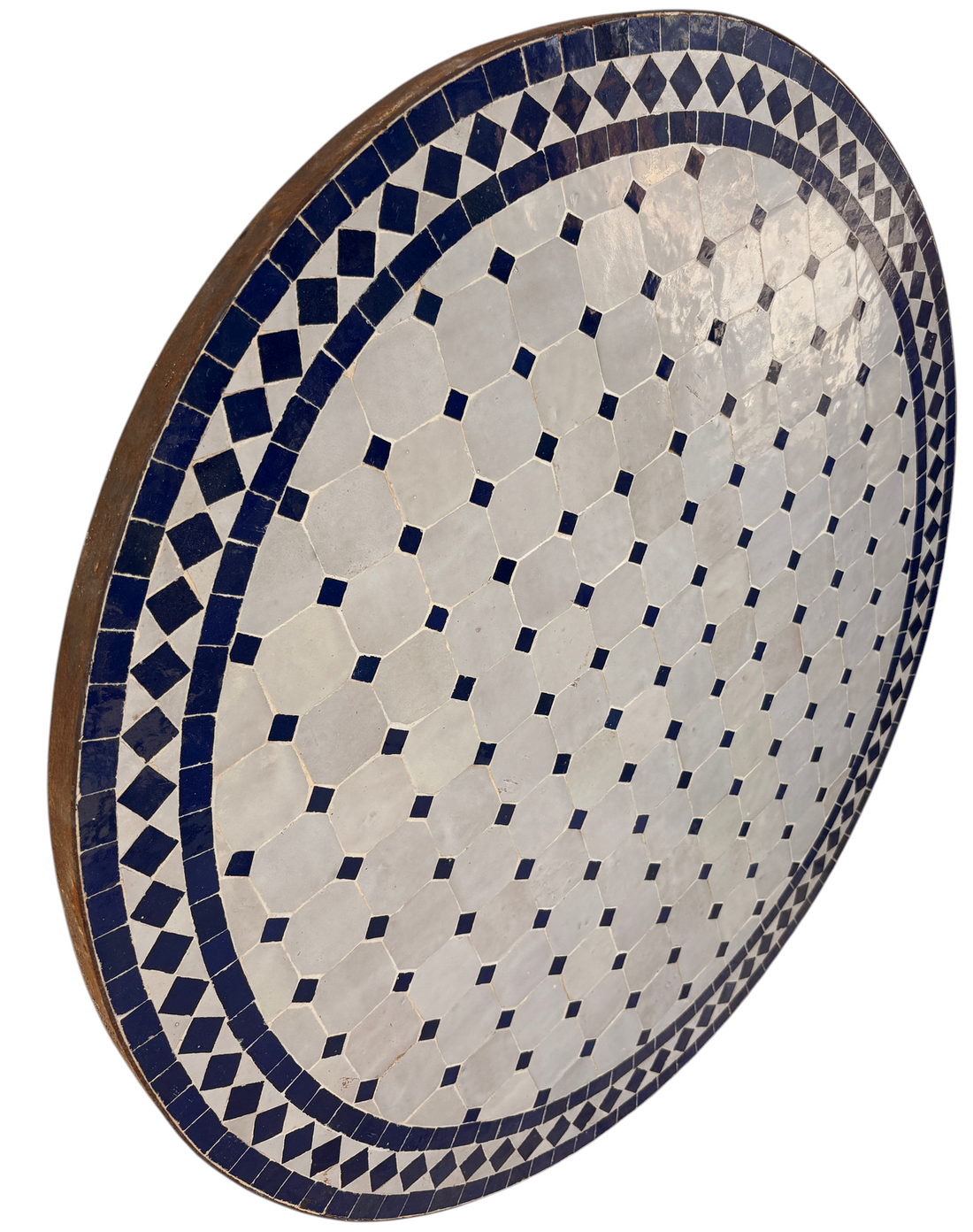 32" Multi White Navy Zellige Mosaic Table Top