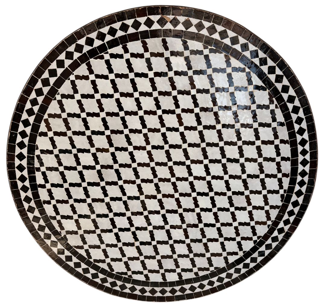 32" Multi White Chocolate Zellige Mosaic Table Top