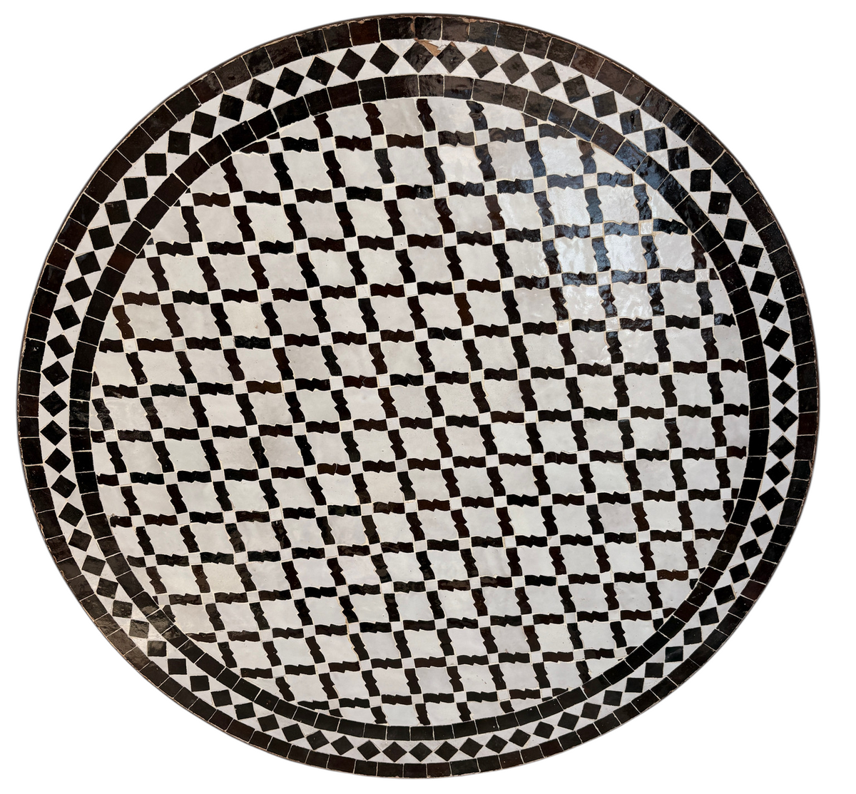 32" Multi White Chocolate Zellige Mosaic Table Top