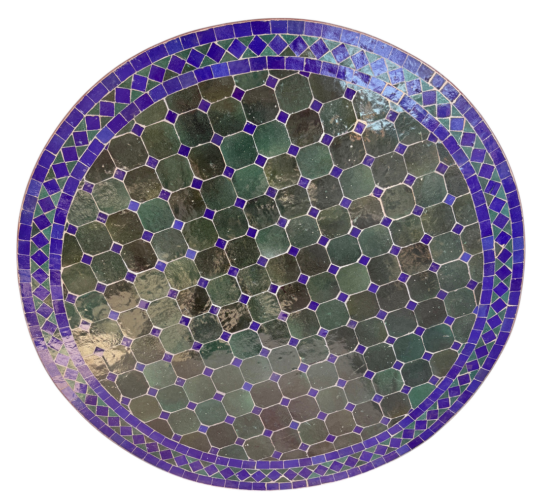 32" Multi Evergreen Zellige Mosaic Table Top