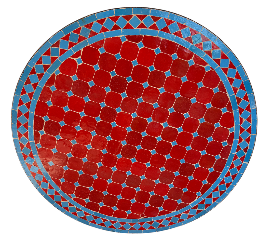 32" Multi Rouge Zellige Mosaic Table Top