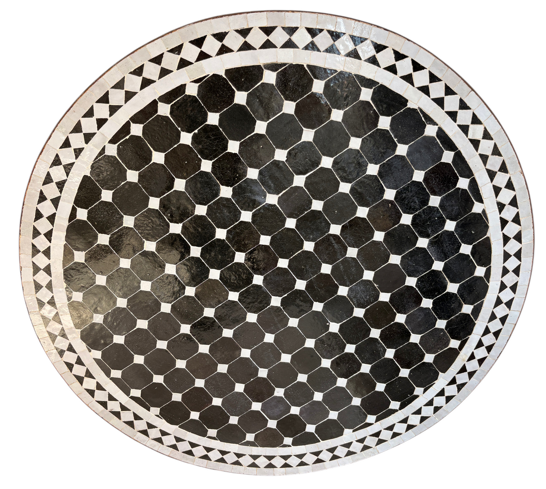 32" Noir Zellige Mosaic Table Top