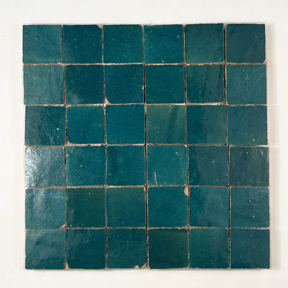 2x2 Dark Teal Zellige Mosaic Tile