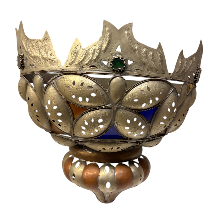 Silver-Plated Brass Crown Basket Sconce