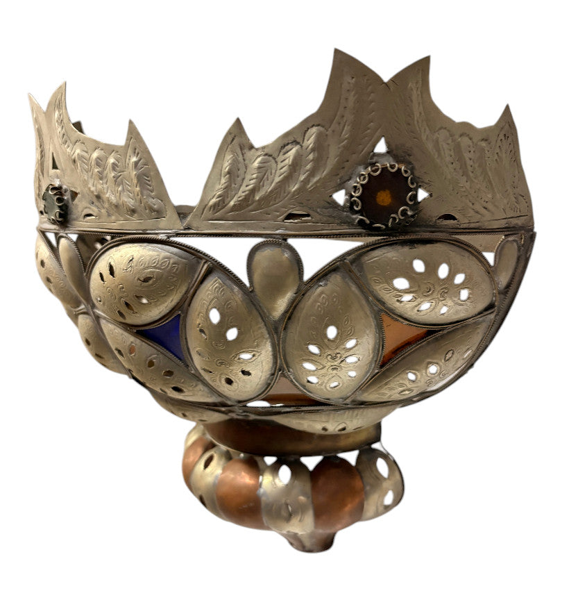 Silver-Plated Brass Crown Basket Sconce