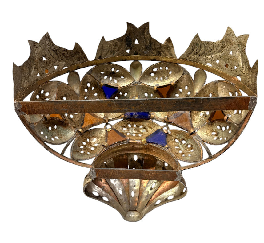 Silver-Plated Brass Crown Basket Sconce
