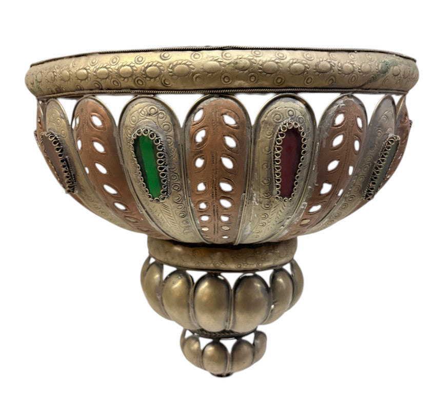 Silver-Plated Brass Fluted Basket Sconce