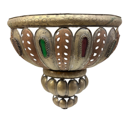 Silver-Plated Brass Fluted Basket Sconce