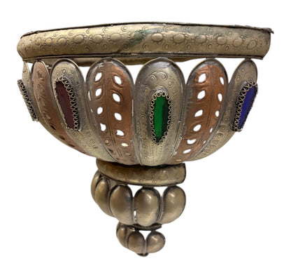 Silver-Plated Brass Fluted Basket Sconce