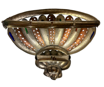 Silver-Plated Brass Fluted Basket Sconce