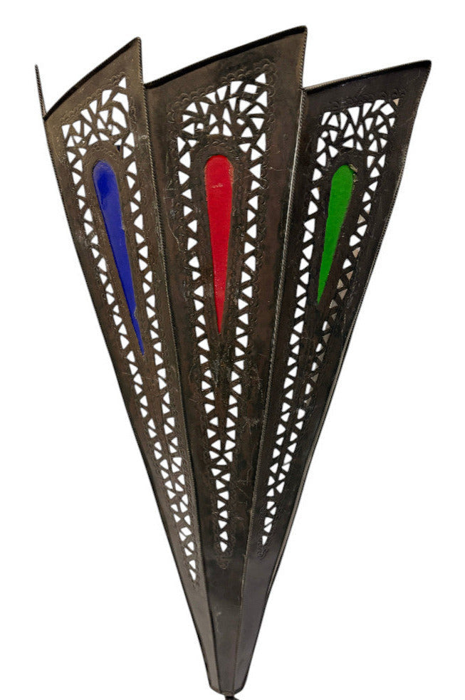 Fan Panel Sconce with Stained Glass Accents