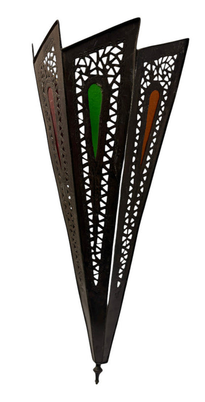 Fan Panel Sconce with Stained Glass Accents
