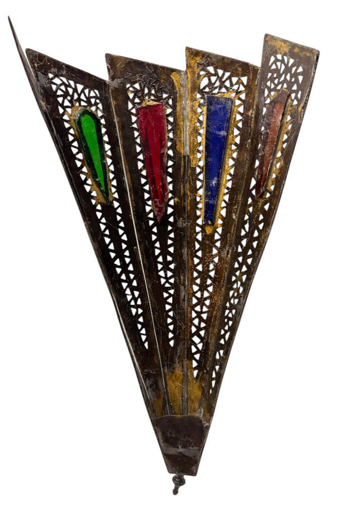 Fan Panel Sconce with Stained Glass Accents