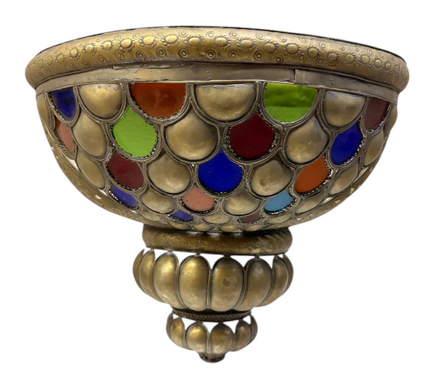 Silver-Plated Brass Multicolor Basket Sconce