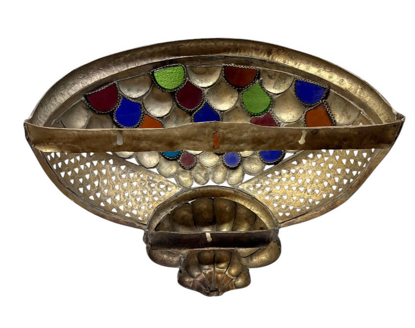 Silver-Plated Brass Multicolor Basket Sconce