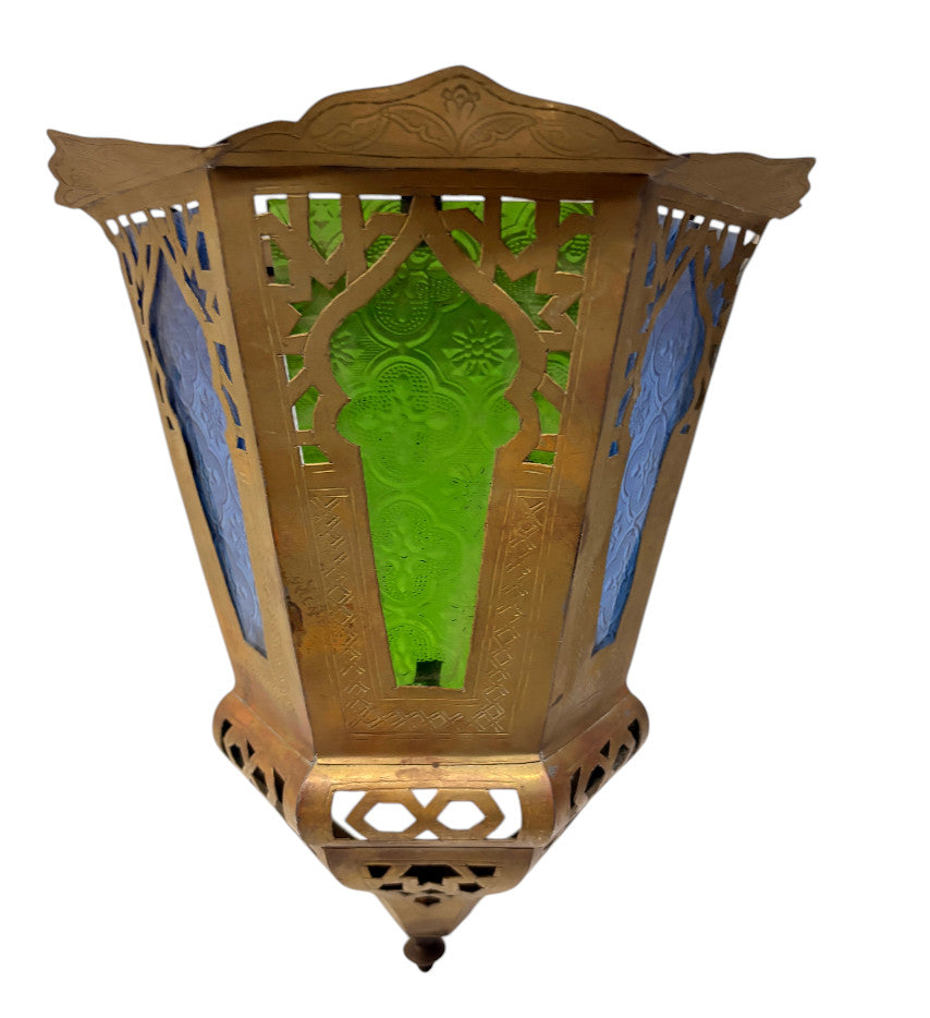Multi-Panel Stained Glass Lantern Sconce