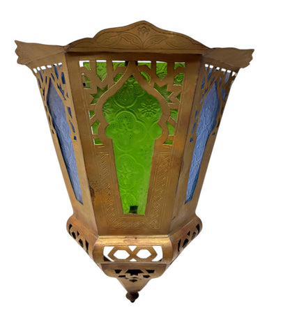 Multi-Panel Stained Glass Lantern Sconce