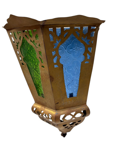 Multi-Panel Stained Glass Lantern Sconce