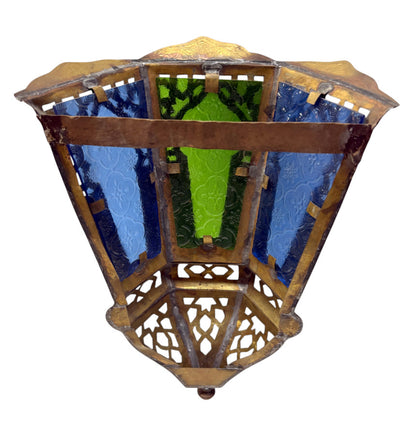 Multi-Panel Stained Glass Lantern Sconce