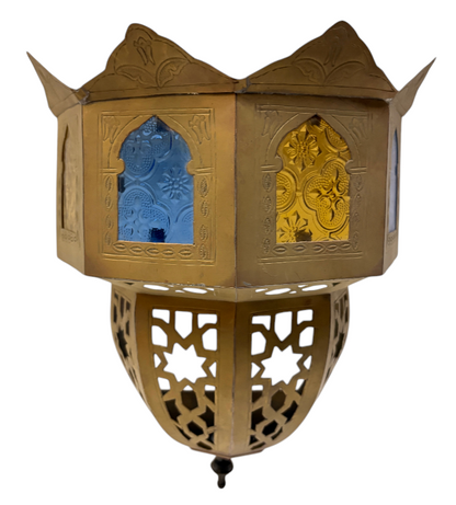 Multi-Panel Stained Glass Lantern Sconce