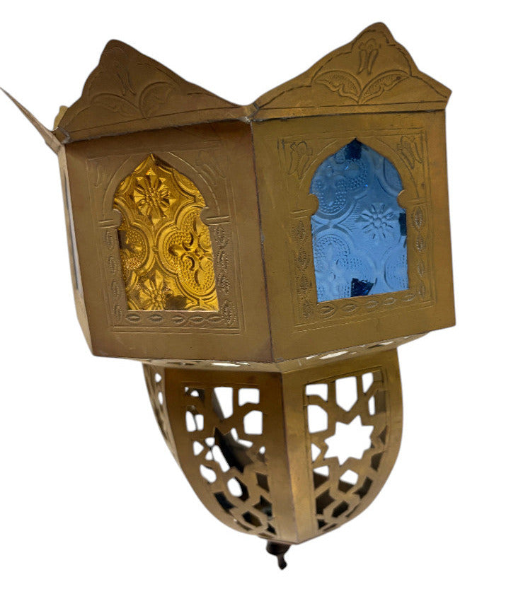 Multi-Panel Stained Glass Lantern Sconce