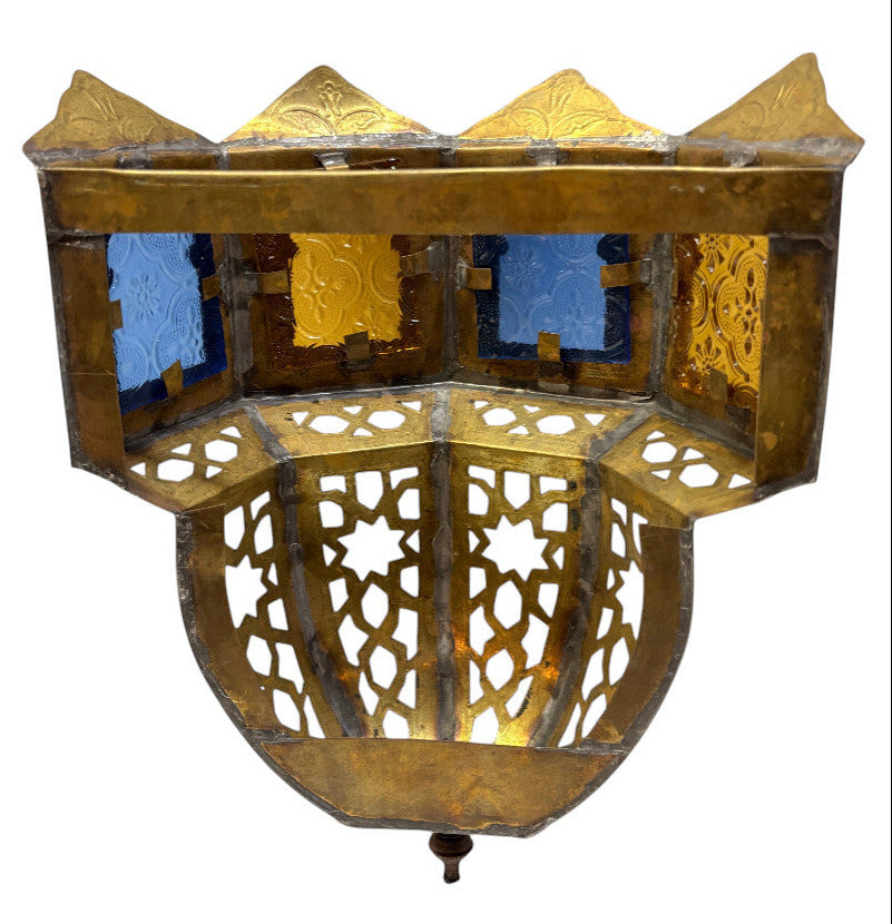 Multi-Panel Stained Glass Lantern Sconce