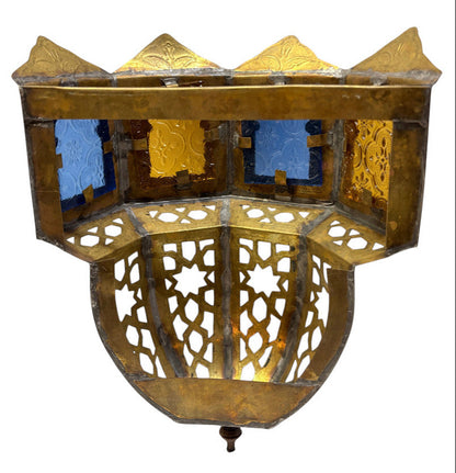 Multi-Panel Stained Glass Lantern Sconce