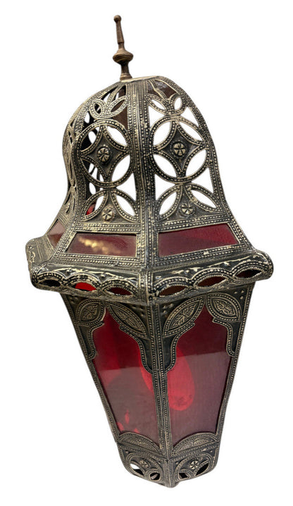 Domed Lantern Sconce with Stained Glass