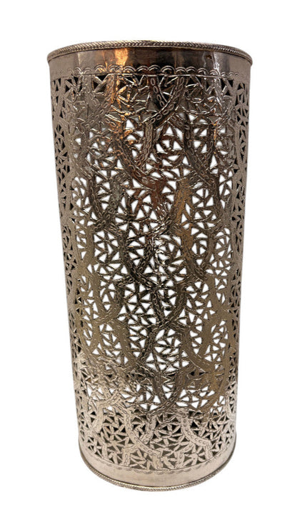 Silver-Tone Pierced Cylinder Sconce
