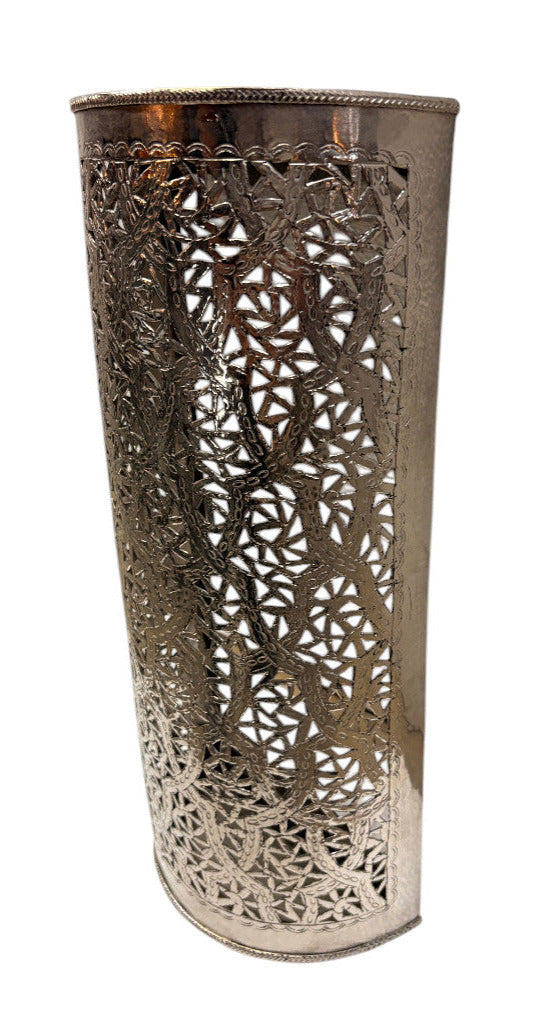 Silver-Tone Pierced Cylinder Sconce