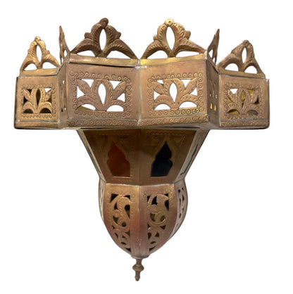 Brass Wall Sconce with Multi-Color Glass