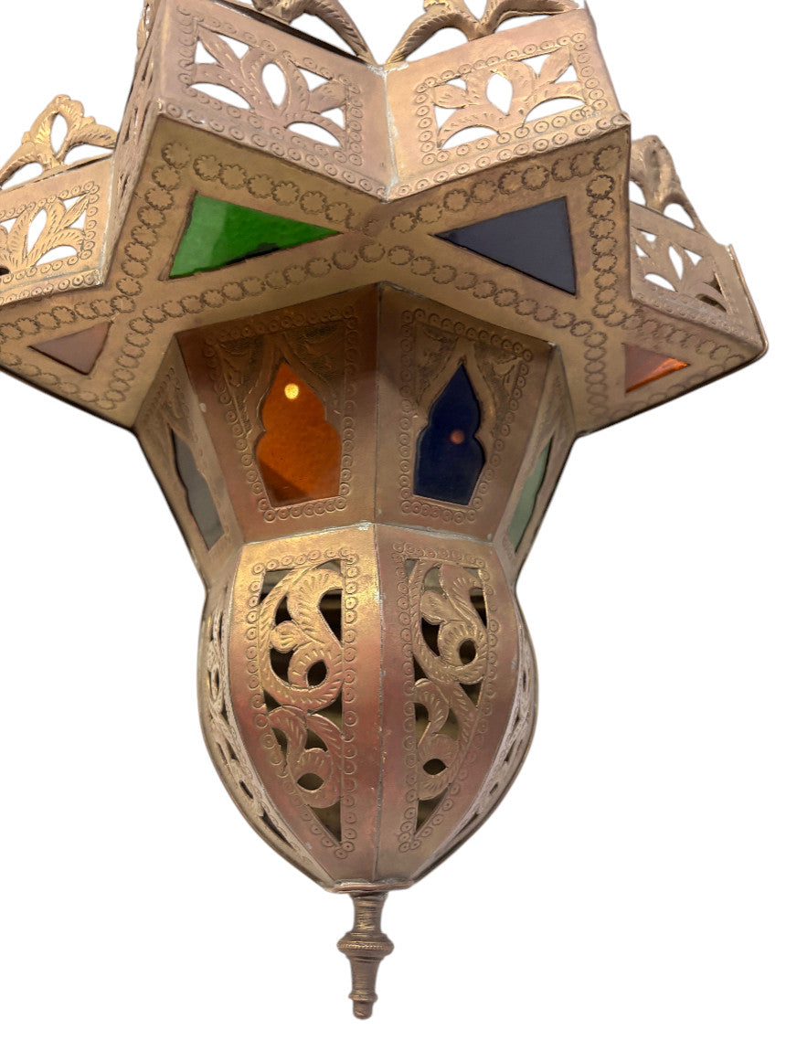 Brass Wall Sconce with Multi-Color Glass