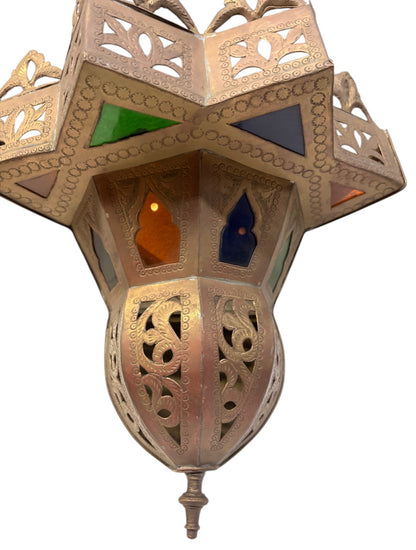 Brass Wall Sconce with Multi-Color Glass